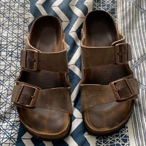 Birkenstock tobacco leather sandals